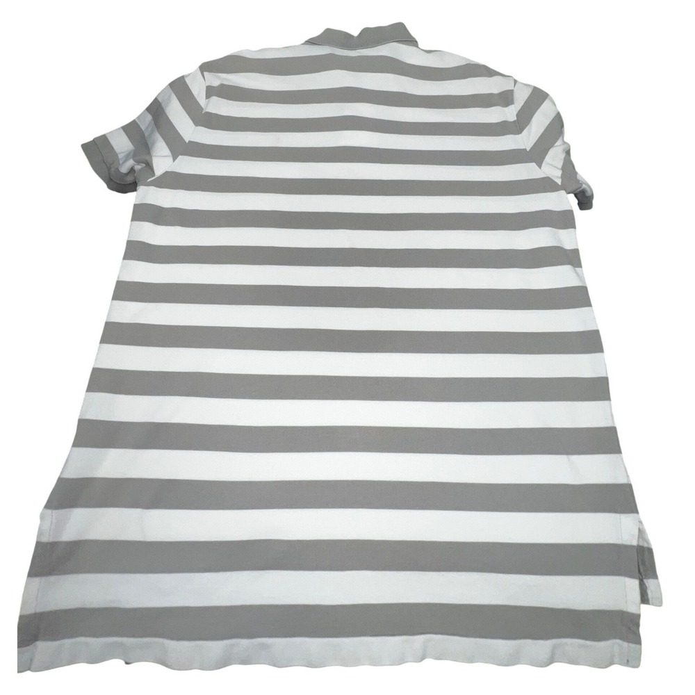 Polo Ralph Lauren Mens XL Grey White Striped Short Sleeve Cotton Polo Shirt - Picture 5 of 7